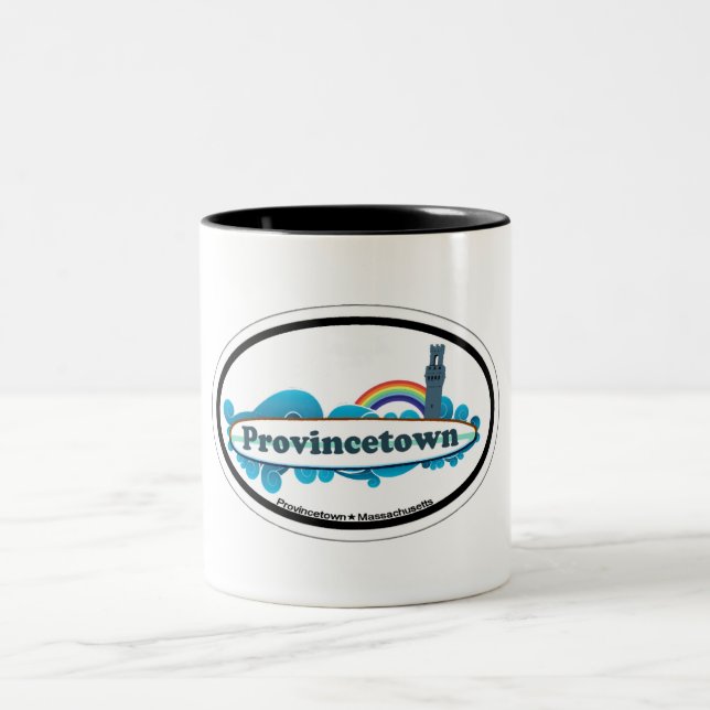 Provincetown Oval Design. Two-Tone Coffee Mug (Center)