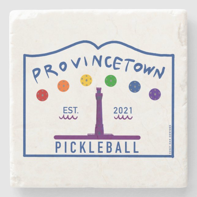 Provincetown Pickleball Stone Coaster v1 (Front)