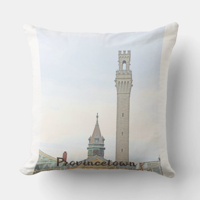 Provincetown, Pilgrim Monument, Race Point Sunset Throw Pillow (Front)