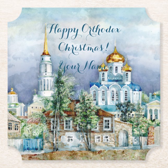 Provincial Small city Zadonsk  aquarelle Paper Coaster (Front)