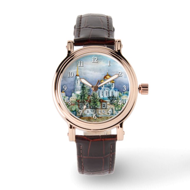 Provincial Small city Zadonsk  aquarelle Watch (Front)