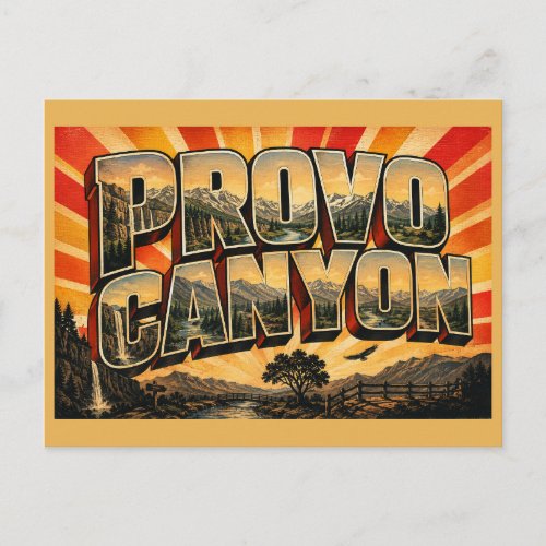 Provo Canyon UT Waterfall River Mountains Art Postcard