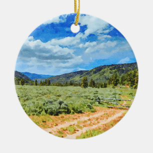 Provo River Valley in Uinta Mountains Ceramic Ornament