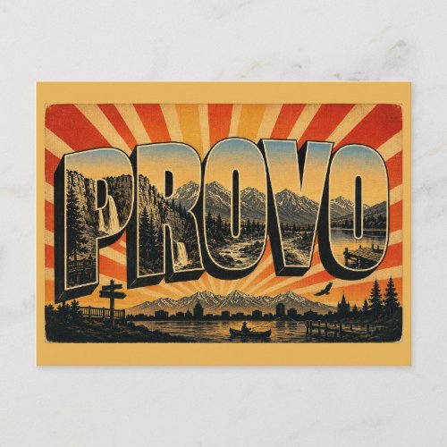 Provo UT Mountains River Waterfalls Art Postcard