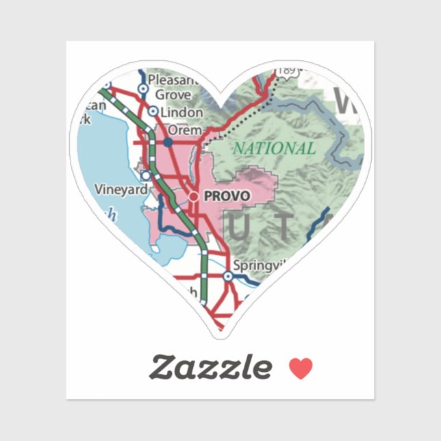 Provo Utah Map Sticker (Sheet)
