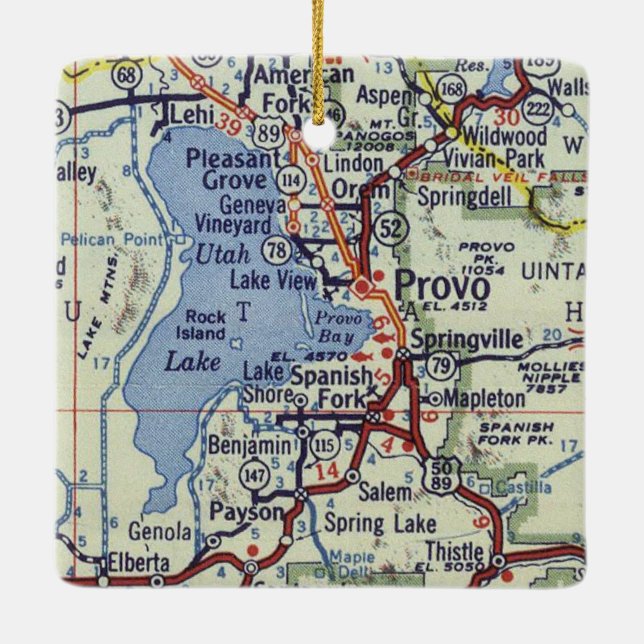 Provo Vintage Map Ceramic Ornament (Back)