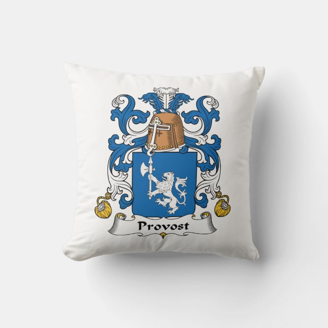 Provost Family Crest Throw Pillow (Front)