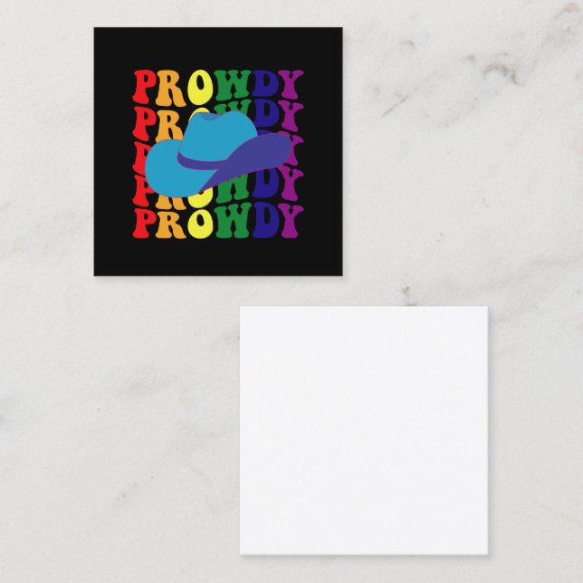 Prowdy Rodeo Howdy Cowboy Cowgirl LGBTQ Western  Square Business Card (Front/Back)