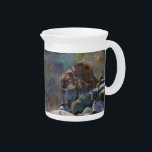 Prowling Cougar Mountain Lion Art Design Beverage Pitcher<br><div class="desc">About "The Mountain King" by Skye Ryan-Evans ©. 
A solitary Mountain Lion prowls a low rocky pass in the first flush of early morning sunlight. A beautiful painting created especially for Cougar fans and anyone who cherishes wildlife and wilderness regions.</div>