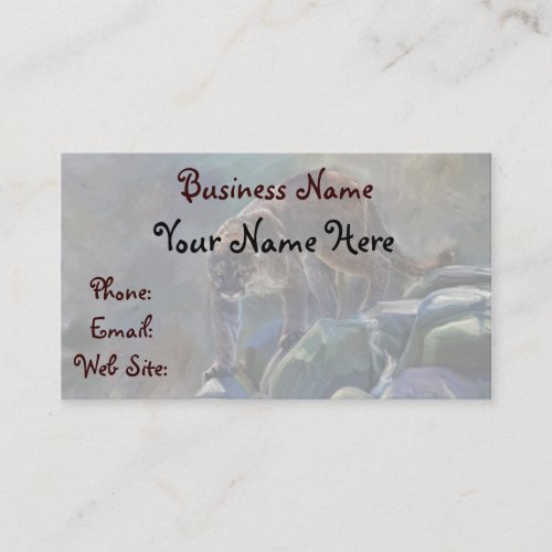 Prowling Cougar Mountain Lion Art Design Business Card Template