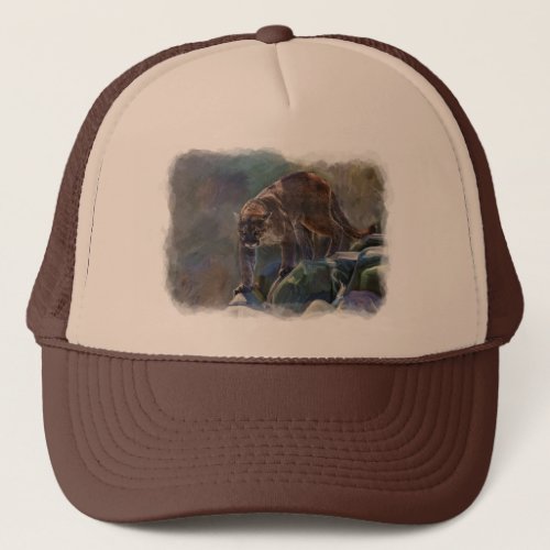 Prowling Cougar Mountain Lion Art Design Trucker Hat