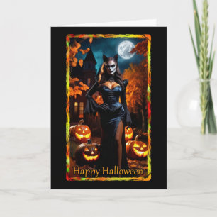 Prowling Kitty Costume Halloween Card