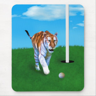Prowling Tiger and Golf Ball Customizable Mouse Pad