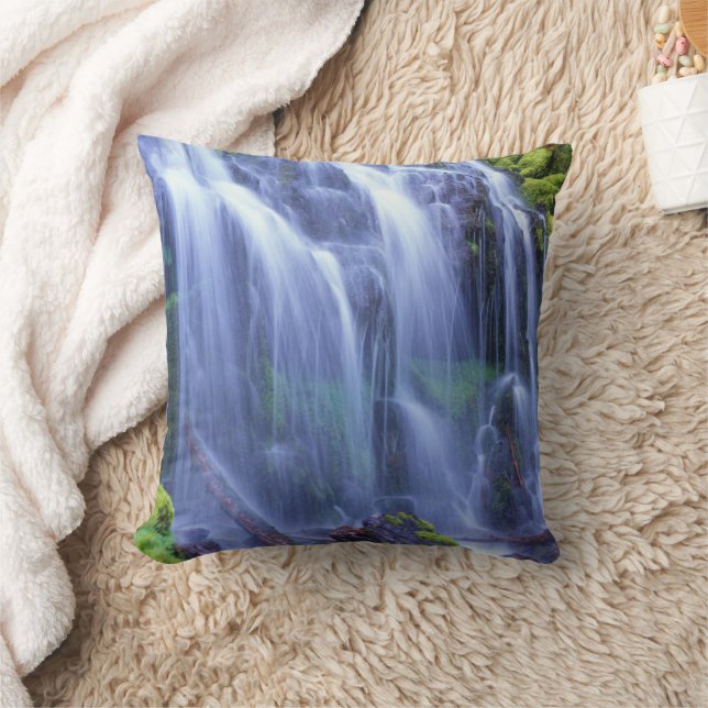 Proxy Falls in Oregon's Central Cascade Mountains Throw Pillow (Blanket)