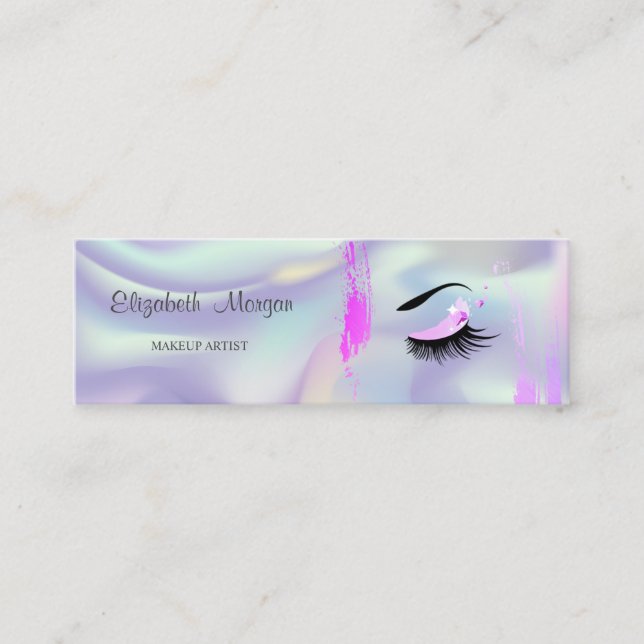Prpfessional Gold Brush Stroke, Lashes, Makeup Mini Business Card (Front)