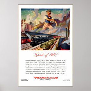 PRR Spirit of 1943 Patriotic World War 2 Magazine Poster