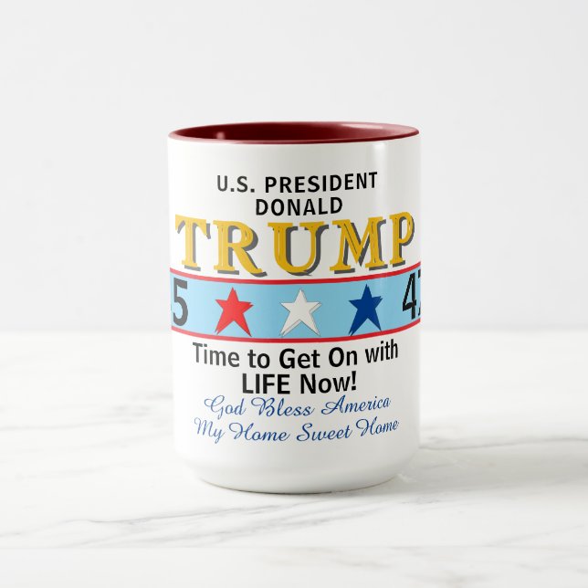 Prresident Trump 45 47 God Bless America Mug (Center)