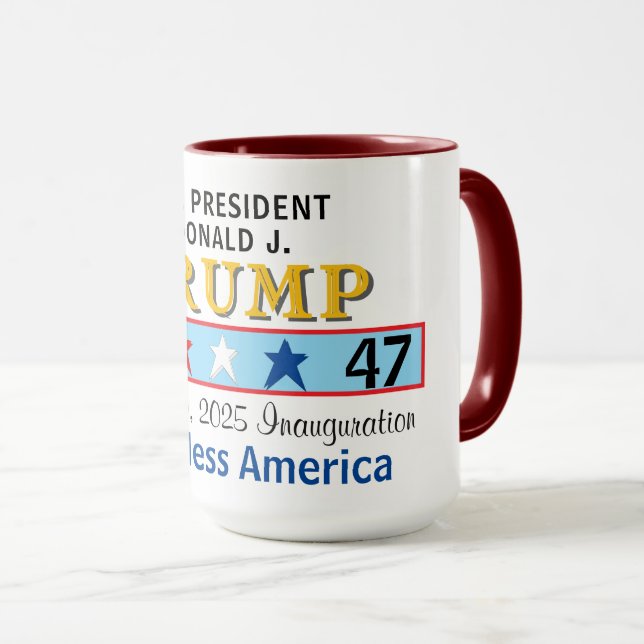 Prresident Trump 45 47 Inauguration Mug (Front Right)