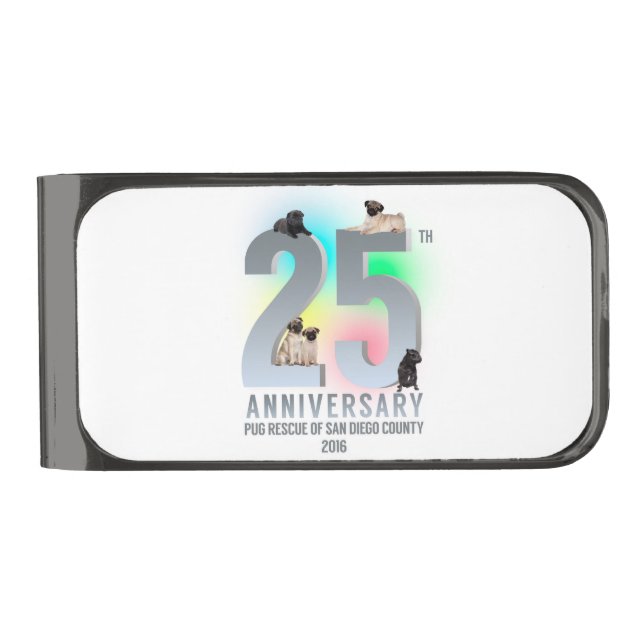 PRSDC 25th Anniversary Tees, GIfts Gunmetal Finish Money Clip (Front)