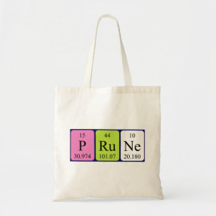 Prune periodic table name tote bag