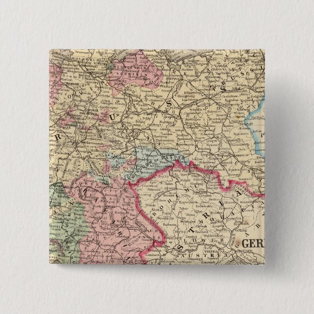 Prussia, German States Map by Mitchell Pinback Button (Front)