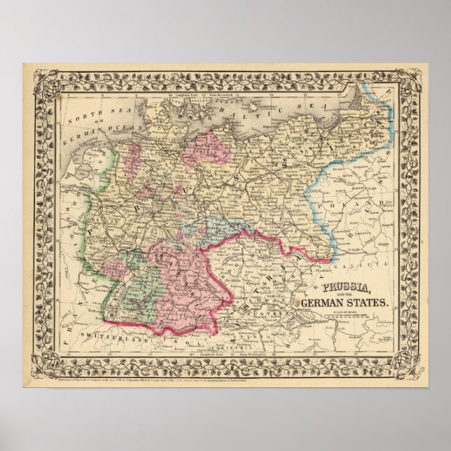 Prussia, German States Map by Mitchell Poster (Front)