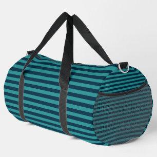 Prussian Blue and Teal Stripes Duffle Bag
