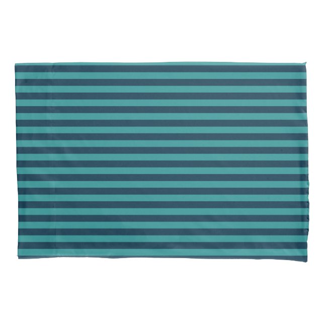 Prussian Blue and Teal Stripes Pillow Case (Front)