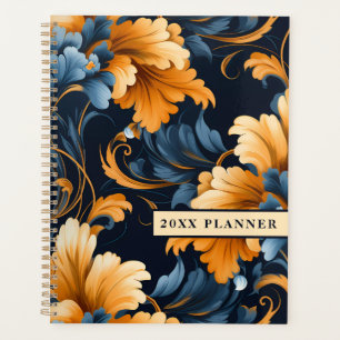 Prussian Blue, Orange, and Mustard Rococo Vintage Planner