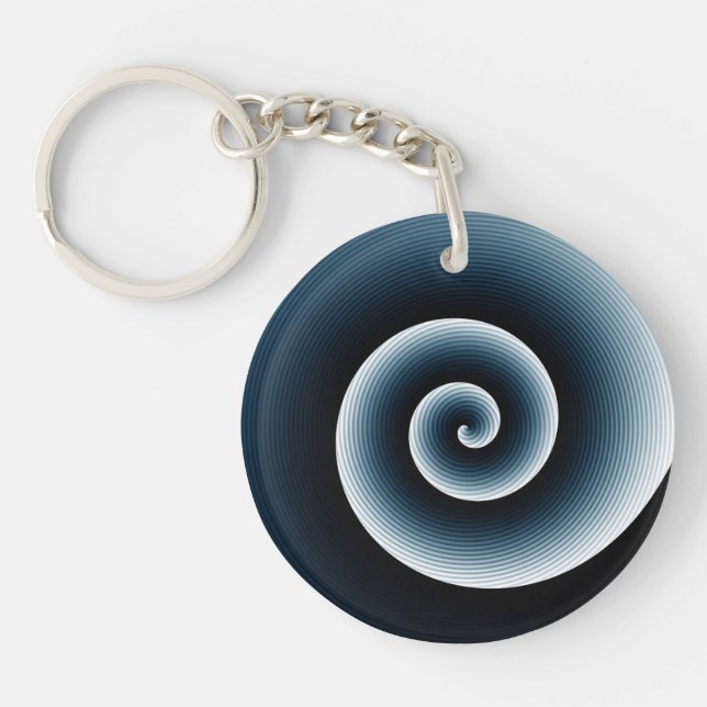 Prussian Blue Spiral Pattern Keychain (Front)
