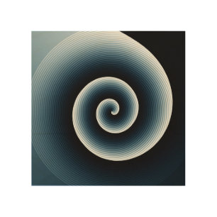 Prussian Blue Spiral Pattern Wood Wall Art