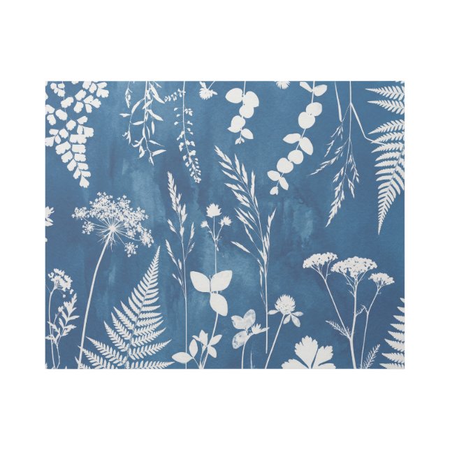 Prussian Indigo Blue Cyanotype Fern Botanical Art (Front)