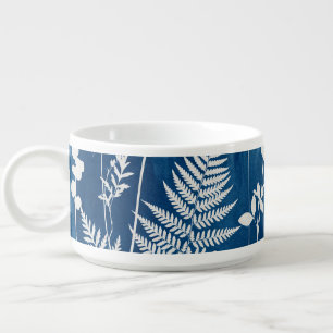 Prussian Indigo Blue Cyanotype Fern Botanical Art Bowl