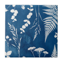 Prussian Indigo Blue Cyanotype Fern Botanical Art