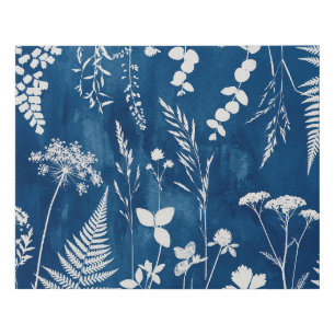 Prussian Indigo Blue Cyanotype Fern Botanical Art Faux Canvas Print