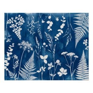 Prussian Indigo Blue Cyanotype Fern Botanical Art Poster
