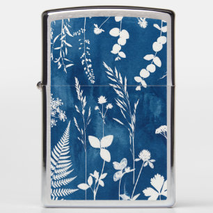 Prussian Indigo Blue Cyanotype Fern Botanical Art Zippo Lighter