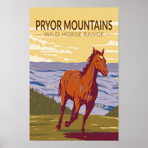 Pryor Mountains Wild Horse Range Vintage Poster