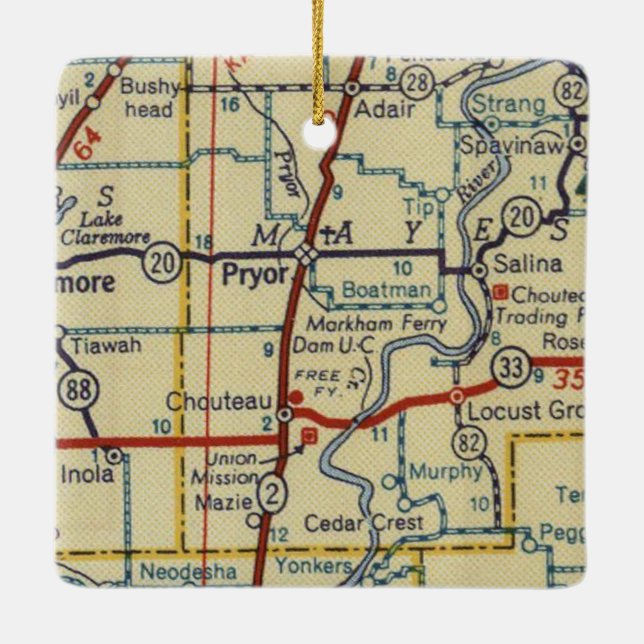 Pryor Oklahoma Ceramic Ornament (Back)