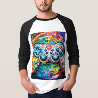 ps5 xbox Gaming console controller - Neon Stained T-Shirt