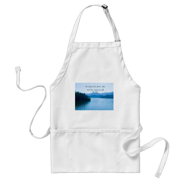 Ps 107:29 He makes the storm calm Adult Apron (Front)