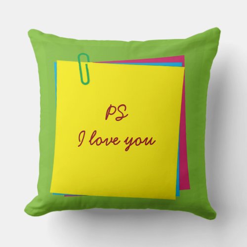 PS I love you Colorful Post it Notes Pillow