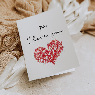 PS I love you heart Valentine's day card