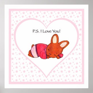 PS I Love You - Sleeping Girl Bunny Poster