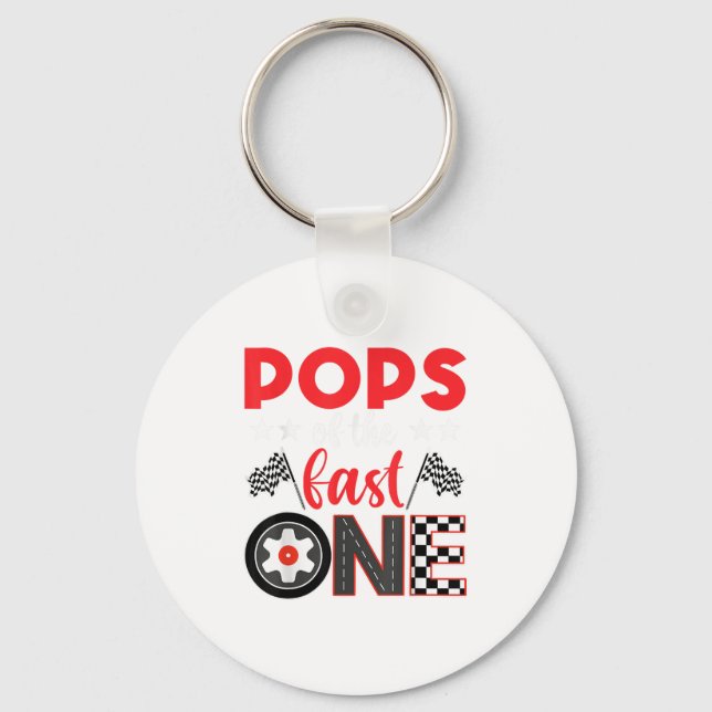 Ps Of The Fast One Birthday 1st Race Car Family  Keychain (Front)