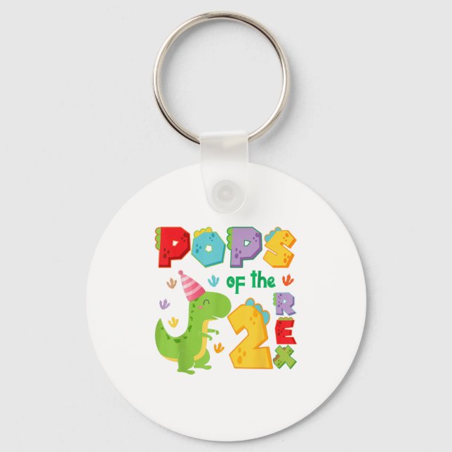 Ps Of The Two Rex 2nd Birthday Boy Dinosaur T-rex  Keychain (Front)