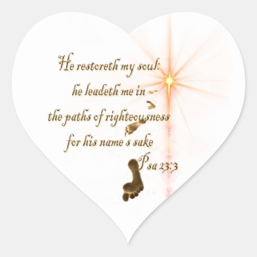 Psa 233 The Lord is my shepard Heart Sticker