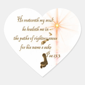 Psa 23.3 The Lord is my shepard Heart Sticker