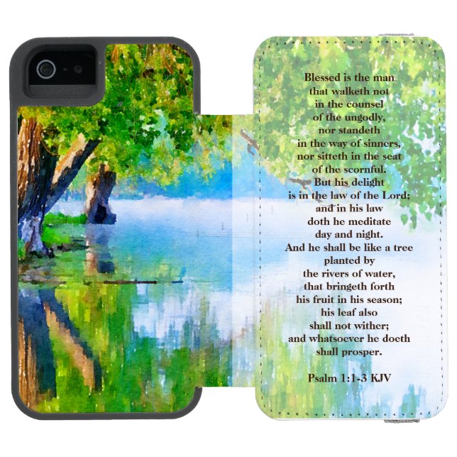 Psalm1:1-3 Blessed is the man Christian Incipio iPhone Wallet Case (Folio Open)