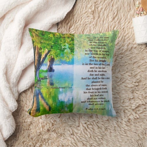 Psalm11_3 Blessed is the man Christian Throw Pillow